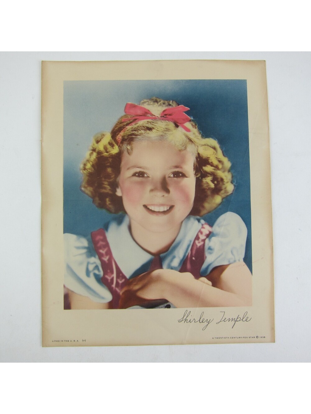 Shirley Temple 8x10 Litho Print Red Ribbon Twentieth Century Fox Vintage 1938